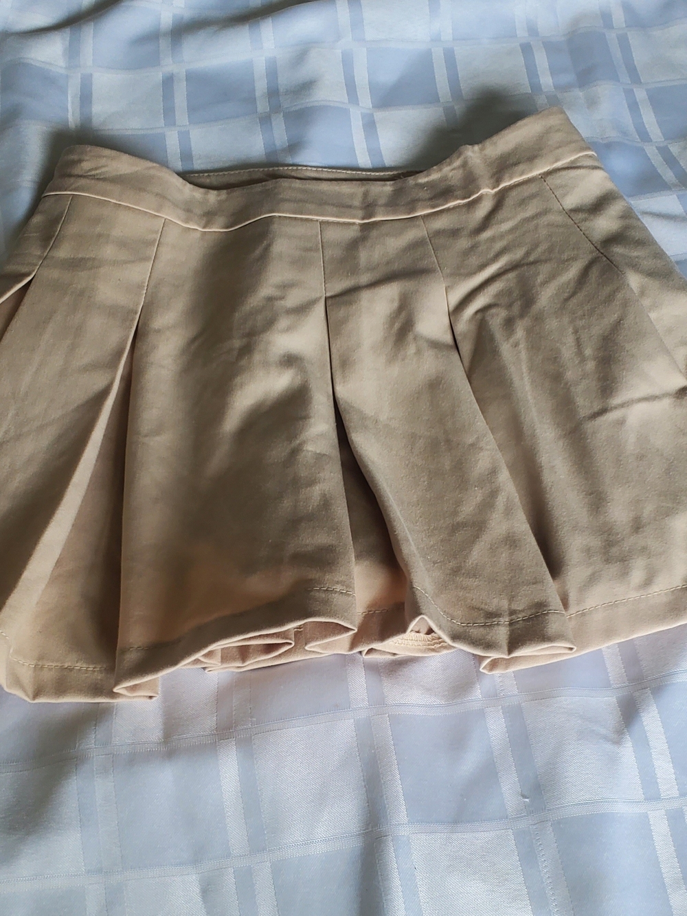 Women's Beige Pleated Skort with Front Panels